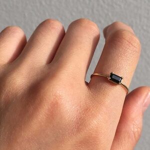 Jennie Kwon E.W.O. Ring, 14k gold and onyx stone, size 9